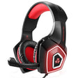 Casti gaming, hunterspider V1 pro, super deep bass, lumina LED in 7 culori, microfon noise cancelling, protectie ureche din piele, negru - rosu - BUZ.RO