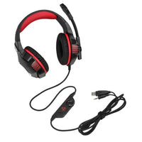 Casti gaming, HunterSpider V3 pro, super deep bass, lumina LED, pentru PC, PS, xbox, microfon noise cancelling, protectie ureche din piele, rosu
