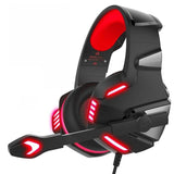 Casti gaming, HunterSpider V3 pro, super deep bass, lumina LED, pentru PC, PS, xbox, microfon noise cancelling, protectie ureche din piele, rosu