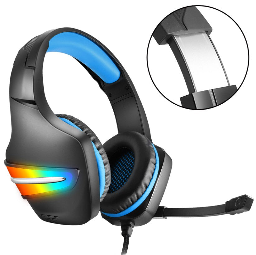 Casti gaming, jack 3 mm, iluminare LED, control volum, pentru PC, PS, xbox, negru-albastru
