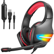 Casti gaming, jack 3.5 mm, iluminare LED, control volum, pentru PC, PS, xbox, negru - rosu - BUZ.RO