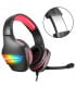 Casti gaming, jack 3.5 mm, iluminare LED, control volum, pentru PC, PS, xbox, negru-rosu