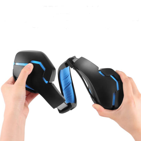 Casti gaming, pentru jocuri, USB, stereo cu fir, RGB, microfon noise cancelling, LED, deep bass, albastru-negru