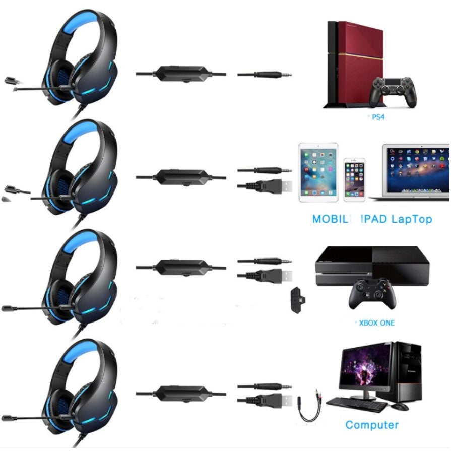 Casti gaming, pentru jocuri, USB, stereo cu fir, RGB, microfon noise cancelling, LED, deep bass, albastru-negru