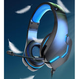 Casti gaming, pentru jocuri, USB, stereo cu fir, RGB, microfon noise cancelling, LED, deep bass, albastru-negru