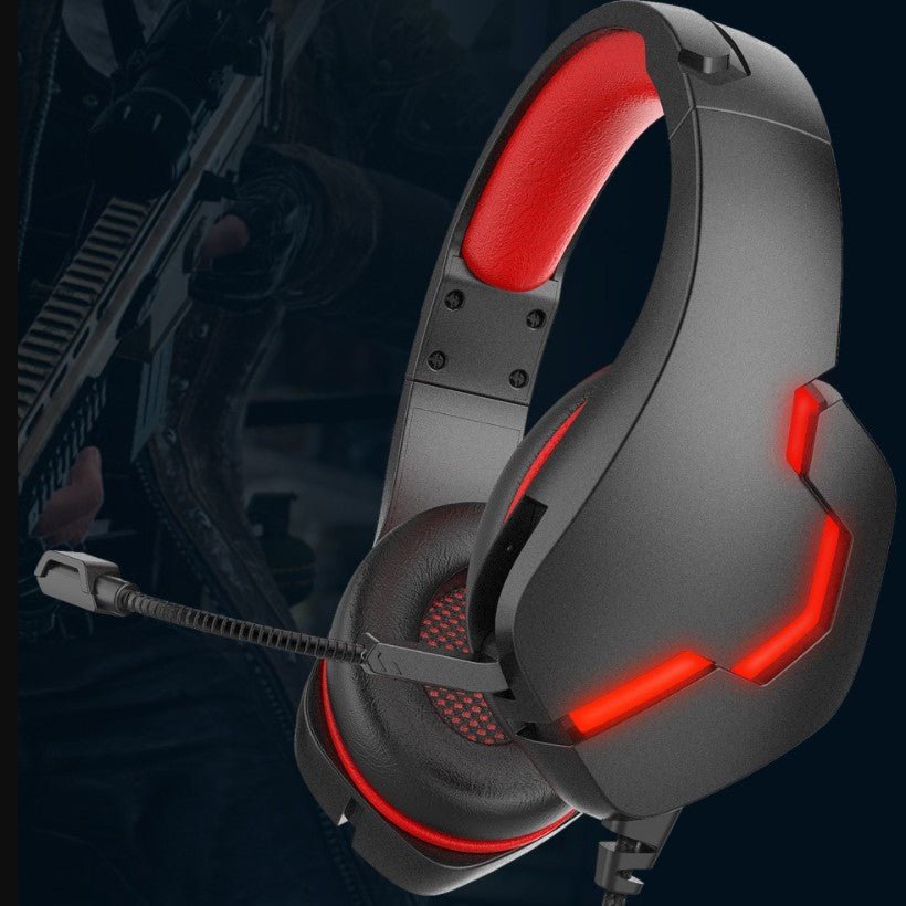 Casti gaming, pentru jocuri, USB, stereo cu fir, RGB, microfon noise cancelling, LED, deep bass, rosu - negru - BUZ.RO