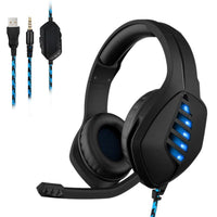 Casti gaming, stereo, cu lumina LED, super deep bass, pentru PC / XBOX / PS, microfon noise cancelling, negru-albastru
