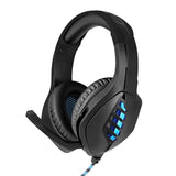 Casti gaming, stereo, cu lumina LED, super deep bass, pentru PC / XBOX / PS, microfon noise cancelling, negru - albastru - BUZ.RO