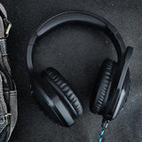 Casti gaming, stereo, cu lumina LED, super deep bass, pentru PC / XBOX / PS, microfon noise cancelling, negru-albastru