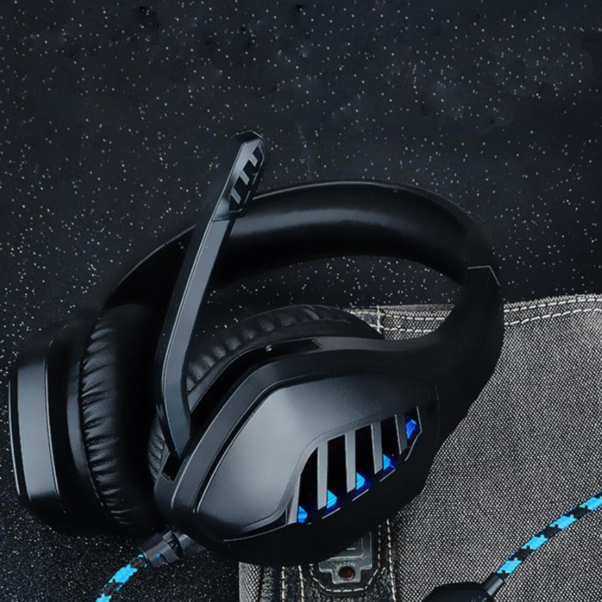 Casti gaming, stereo, cu lumina LED, super deep bass, pentru PC / XBOX / PS, microfon noise cancelling, negru-albastru