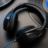 Casti gaming, stereo, cu lumina LED, super deep bass, pentru PC / XBOX / PS, microfon noise cancelling, negru-albastru