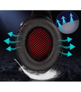 Casti gaming, stereo, cu lumina LED, super deep bass, pentru PC / XBOX / PS, microfon noise cancelling, negru - rosu - BUZ.RO