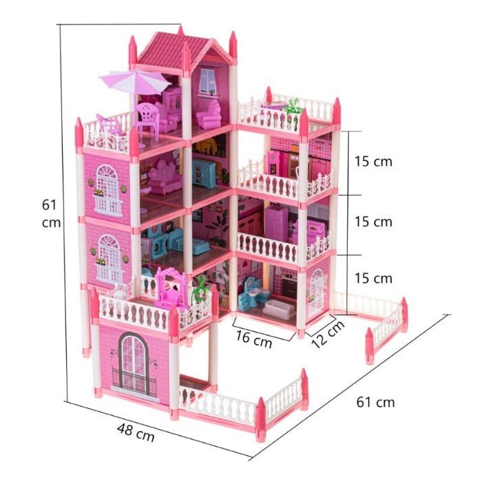 Casuta de papusi , casa multifunctionala , cu etaj , interactiva , multiple accesorii ,34 piese - BUZ.RO