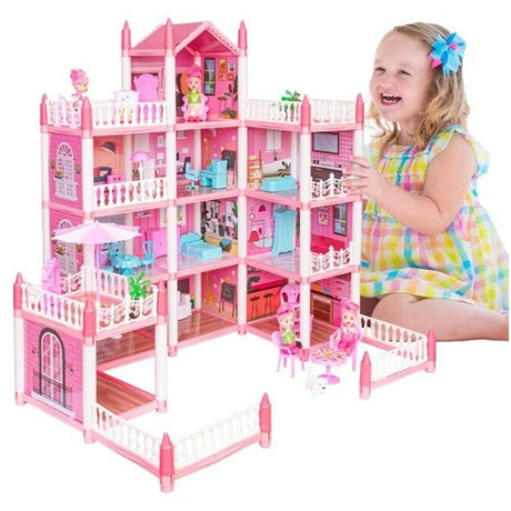 Casuta de papusi , casa multifunctionala , cu etaj , interactiva , multiple accesorii ,34 piese - BUZ.RO