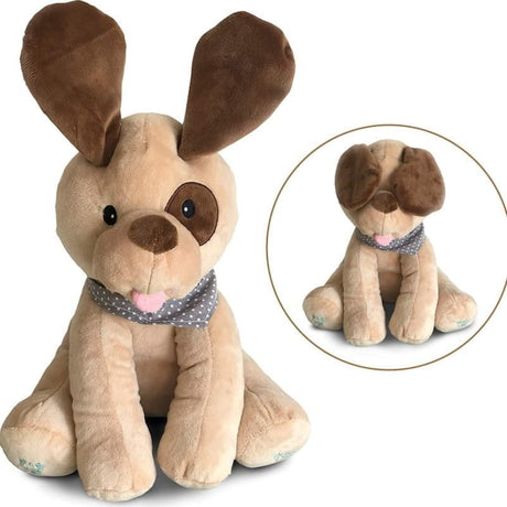 Catel de plus, catel interactiv, peek a boo, v - ati ascunselea, maro, 26 cm - BUZ.RO