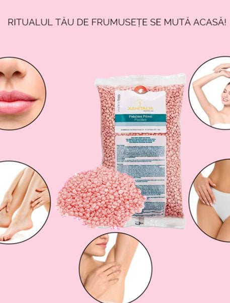 Ceara epilat granule, elastica, Xanitalia, dioxid de titan, roz, pentru piele sensibila, 800gr - BUZ.RO