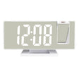 Ceas multifunctional cu LED si proiectie, stil oglinda, alarma digitala, afisaj LCD temperatura, pentru birou, mod noapte / zi, alb - BUZ.RO