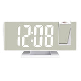 Ceas multifunctional cu LED si proiectie, stil oglinda, alarma digitala, afisaj LCD temperatura, pentru birou, mod noapte / zi, alb - BUZ.RO