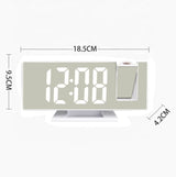 Ceas multifunctional cu LED si proiectie, stil oglinda, alarma digitala, afisaj LCD temperatura, pentru birou, mod noapte / zi, alb - BUZ.RO