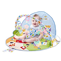 Centru de activitati 2in1, saltea de joaca cu plasa de tantari, paturica, muzical, cu jucarii zornaitoare