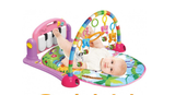 Centru de activitati multifunctional, 4 in 1, cu lumini si sunete, multicolor, pian roz si oglinda detasabile, jucarii zornaitoare, educativ, interactiv - BUZ.RO