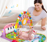 Centru de activitati multifunctional, 4 in 1, cu lumini si sunete, multicolor, pian roz si oglinda detasabile, jucarii zornaitoare, educativ, interactiv - BUZ.RO