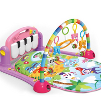 Centru de activitati multifunctional, 4 in 1, cu lumini si sunete, multicolor, pian roz si oglinda detasabile, jucarii zornaitoare, educativ, interactiv