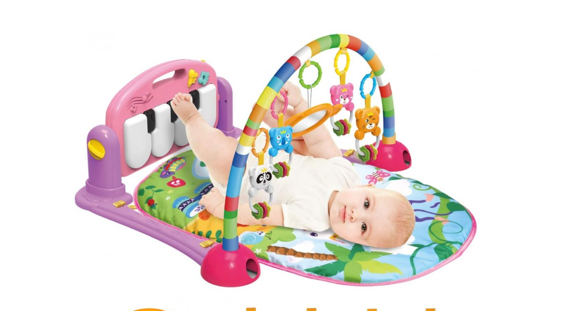 Centru de activitati multifunctional, 4 in 1, cu lumini si sunete, multicolor, pian roz si oglinda detasabile, jucarii zornaitoare, educativ, interactiv