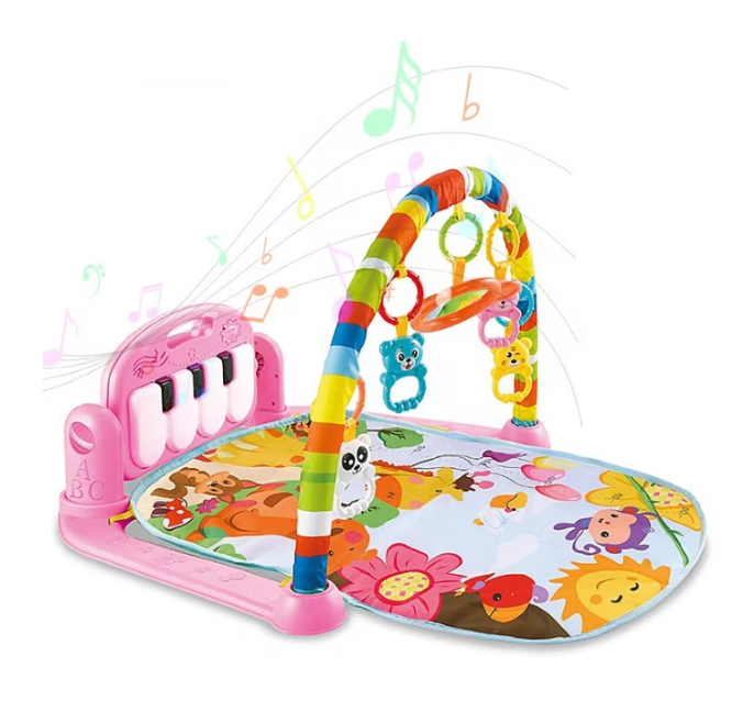 Centru de activitati multifunctional, 4 in 1, cu lumini si sunete, multicolor, pian roz si oglinda detasabile, jucarii zornaitoare, educativ, interactiv