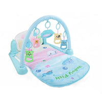 Centru de activitati, multifunctional, saltea joaca, 4 in 1, cu lumini, sunete, pian, albastru