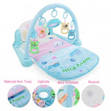 Centru de activitati, multifunctional, saltea joaca, 4 in 1, cu lumini, sunete, pian, albastru