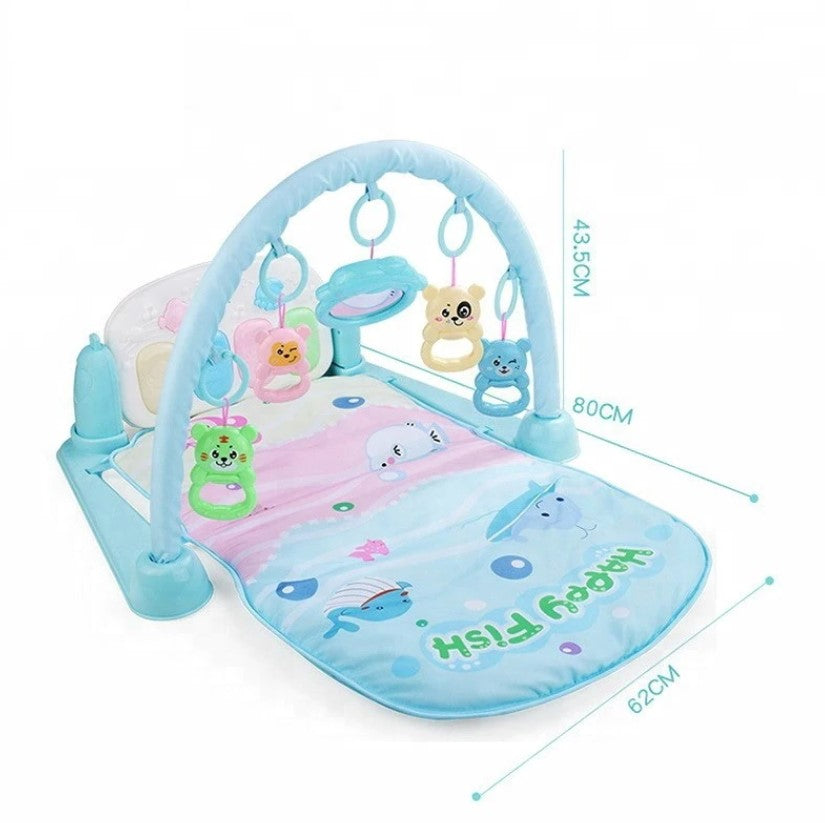 Centru de activitati, multifunctional, saltea joaca, 4 in 1, cu lumini, sunete, pian, albastru