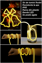 Clopotei decorativi luminosi, pentru Craciun, rezistenti la apa, suspendabili usa si geam, IP65, 50 x 60 cm, culoare alb cald - BUZ.RO
