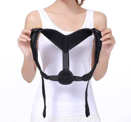 Corector Postura Reglabil Unisex – Suport Spate, Umeri și Coloana, Textil Confortabil, Negru