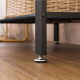 Cuier haine cu suport pantofi, 9 agatatori, 2 rafturi si bancuta, maro, 183x77 cm - BUZ.RO