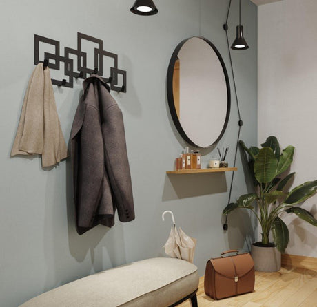 Cuier hol,baie,linving, de perete, metalic, cu 6 agatatoare,25x50cm - BUZ.RO