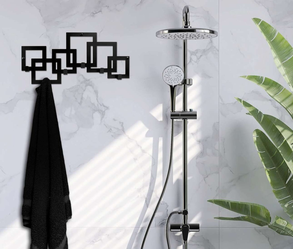 Cuier hol,baie,linving, de perete, metalic, cu 6 agatatoare,25x50cm - BUZ.RO