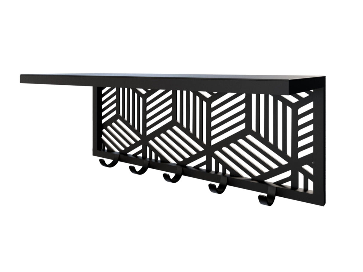 Cuier hol/baie/sufragerie , de Perete Metalic Negru cu etajera– Modern - BUZ.RO