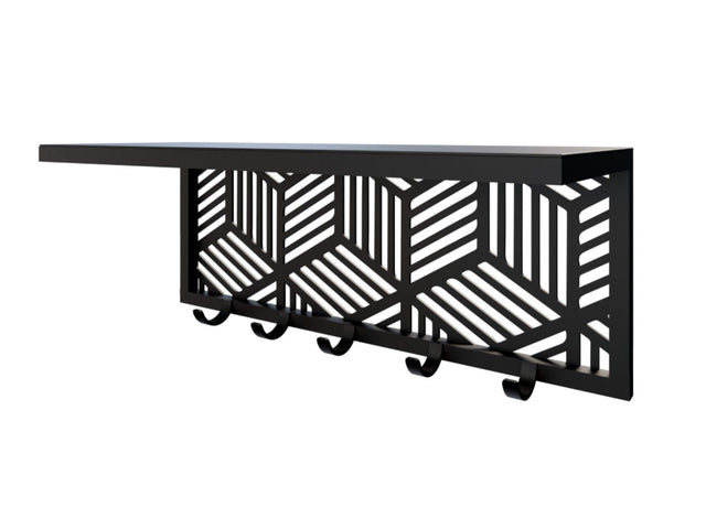 Cuier hol/baie/sufragerie , de Perete Metalic Negru cu etajera– Modern - BUZ.RO