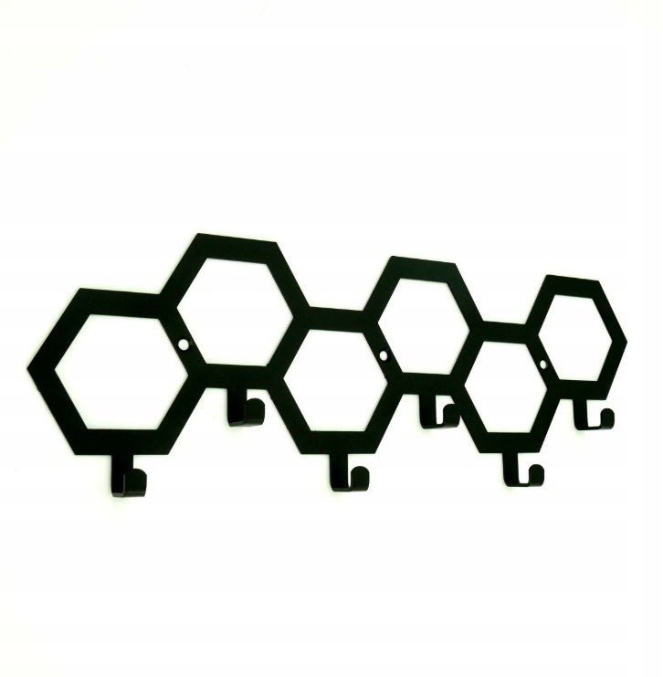 Cuier hol/baie/sufragerie , de Perete Metalic Negru Tip Fagure – Modern - BUZ.RO