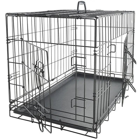 Cusca pentru animale de companie, metal, plastic, pliabila, negru, 107x68,5x77 cm - BUZ.RO