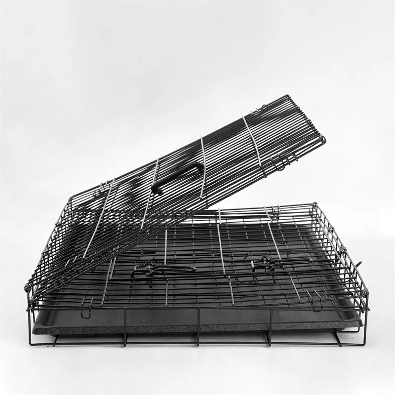 Cusca pentru animale de companie, metal, plastic, pliabila, negru, 107x68,5x77 cm - BUZ.RO