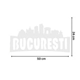 Decoraratiune perete metal, model Bucuresti, 24x50 cm, Alb - BUZ.RO
