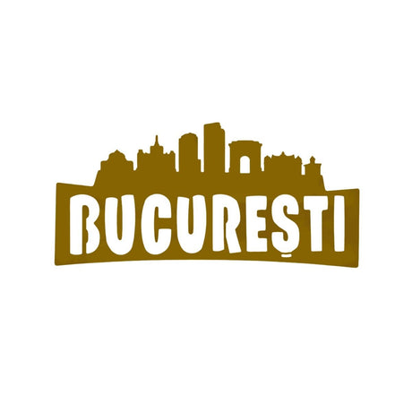 Decoraratiune perete metal, model Bucuresti, 24x50 cm, Auriu - BUZ.RO