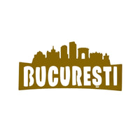 Decoraratiune perete metal, model Bucuresti, 24x50 cm, Auriu