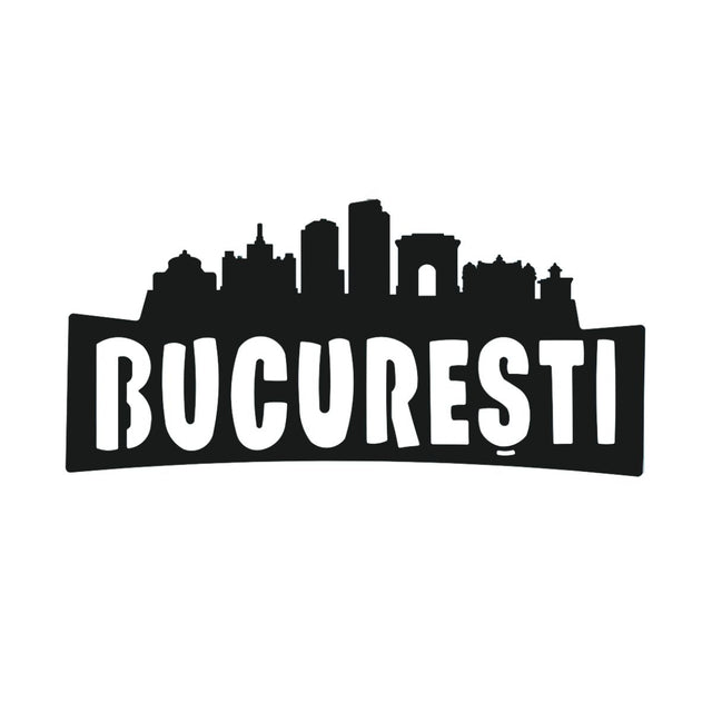 Decoraratiune perete metal, model Bucuresti, 24x50 cm, Negru - BUZ.RO