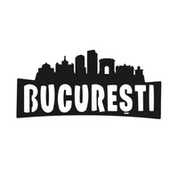 Decoraratiune perete metal, model Bucuresti, 24x50 cm, Negru