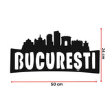 Decoraratiune perete metal, model Bucuresti, 24x50 cm, Negru