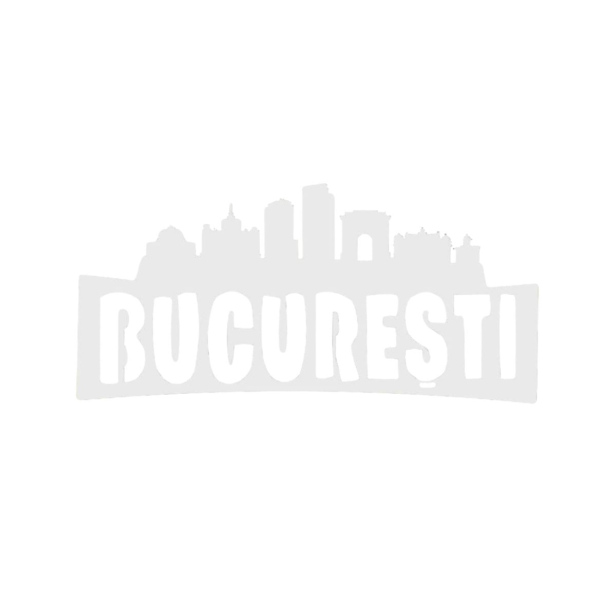 Decoraratiune perete metal, model Bucuresti, 24x50 cm, Alb