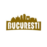 Decoraratiune perete metal, model Bucuresti, 24x50 cm, Auriu
